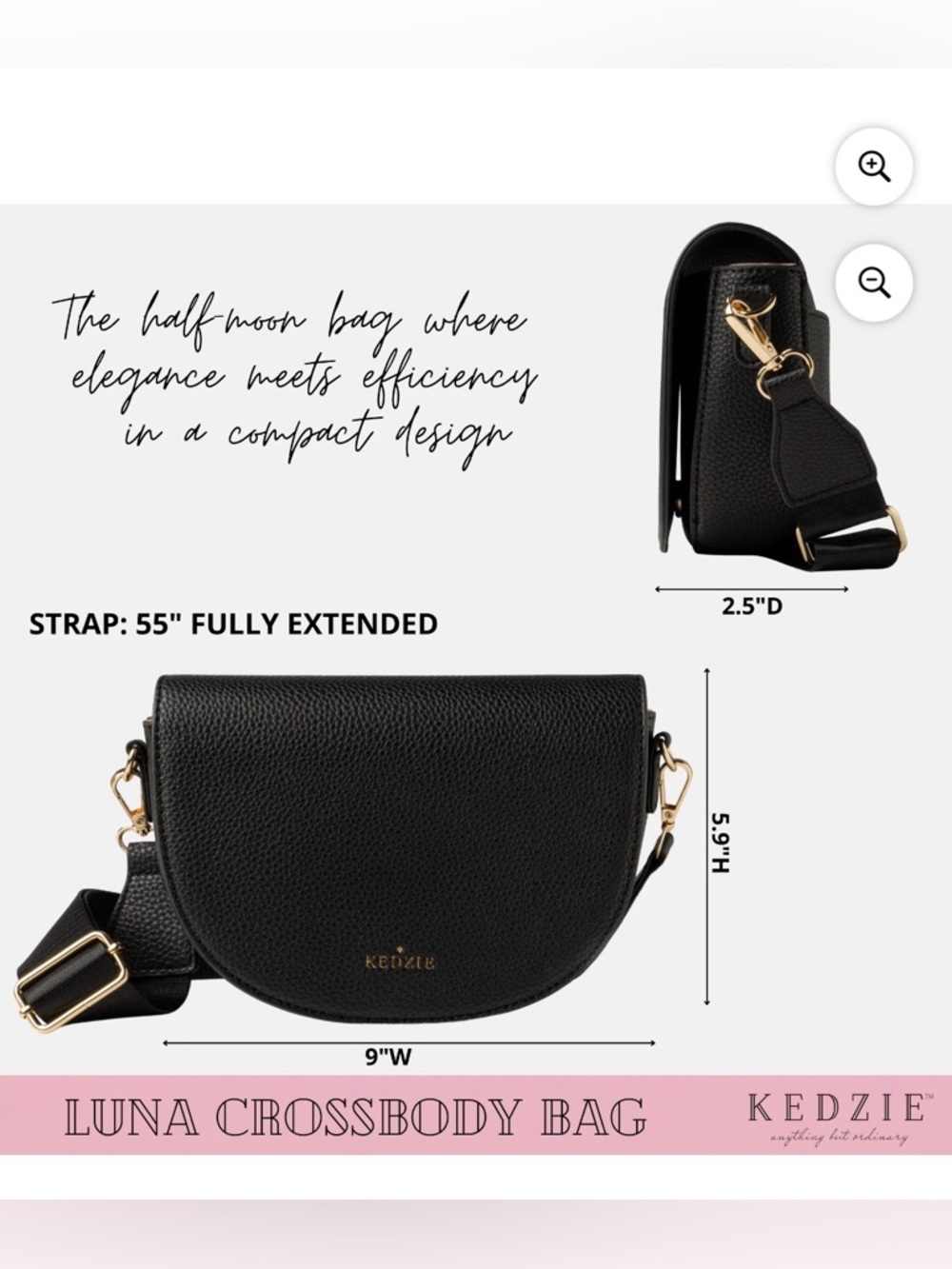 Kedzie Black Luna Crossbody Bag - Picture 2 of 4